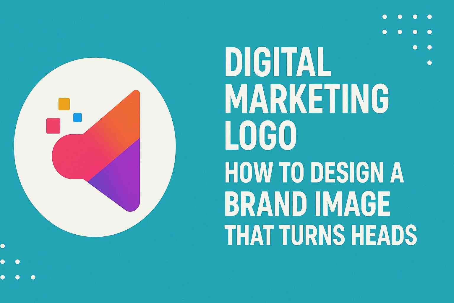 “Bold and colorful digital marketing logo design with branding elements”