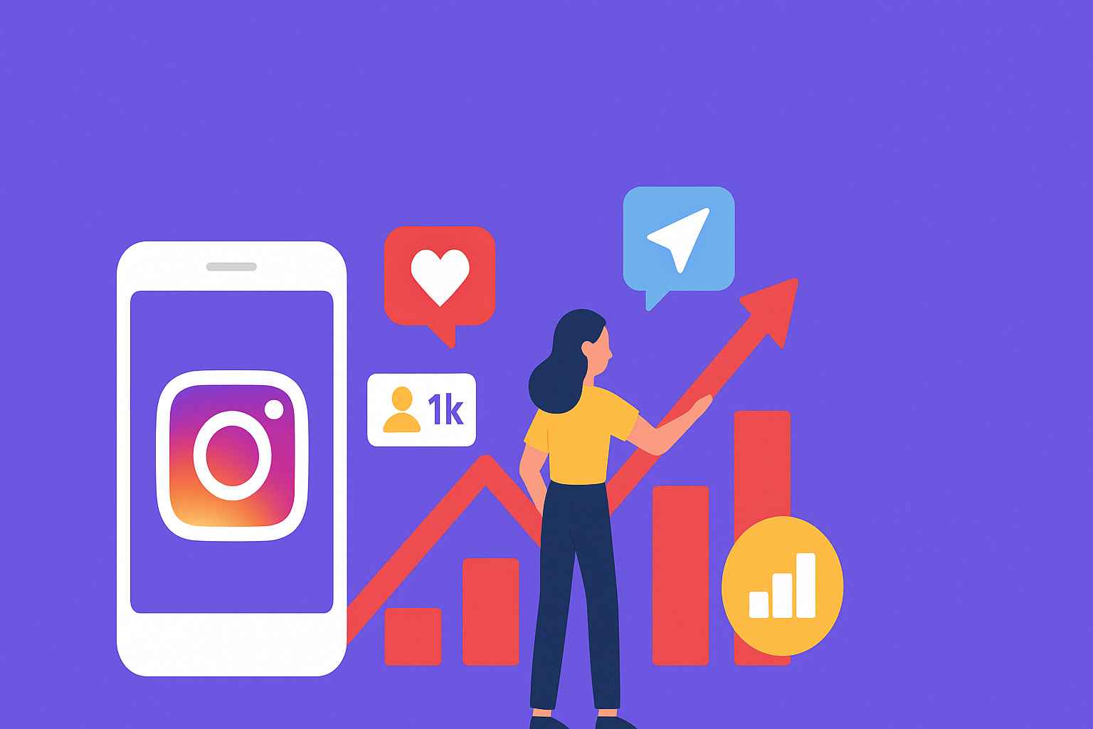 Smartphone showing an Instagram profile gaining real followers; text: “Safely Buy Real Followers — 2025 Guide.”