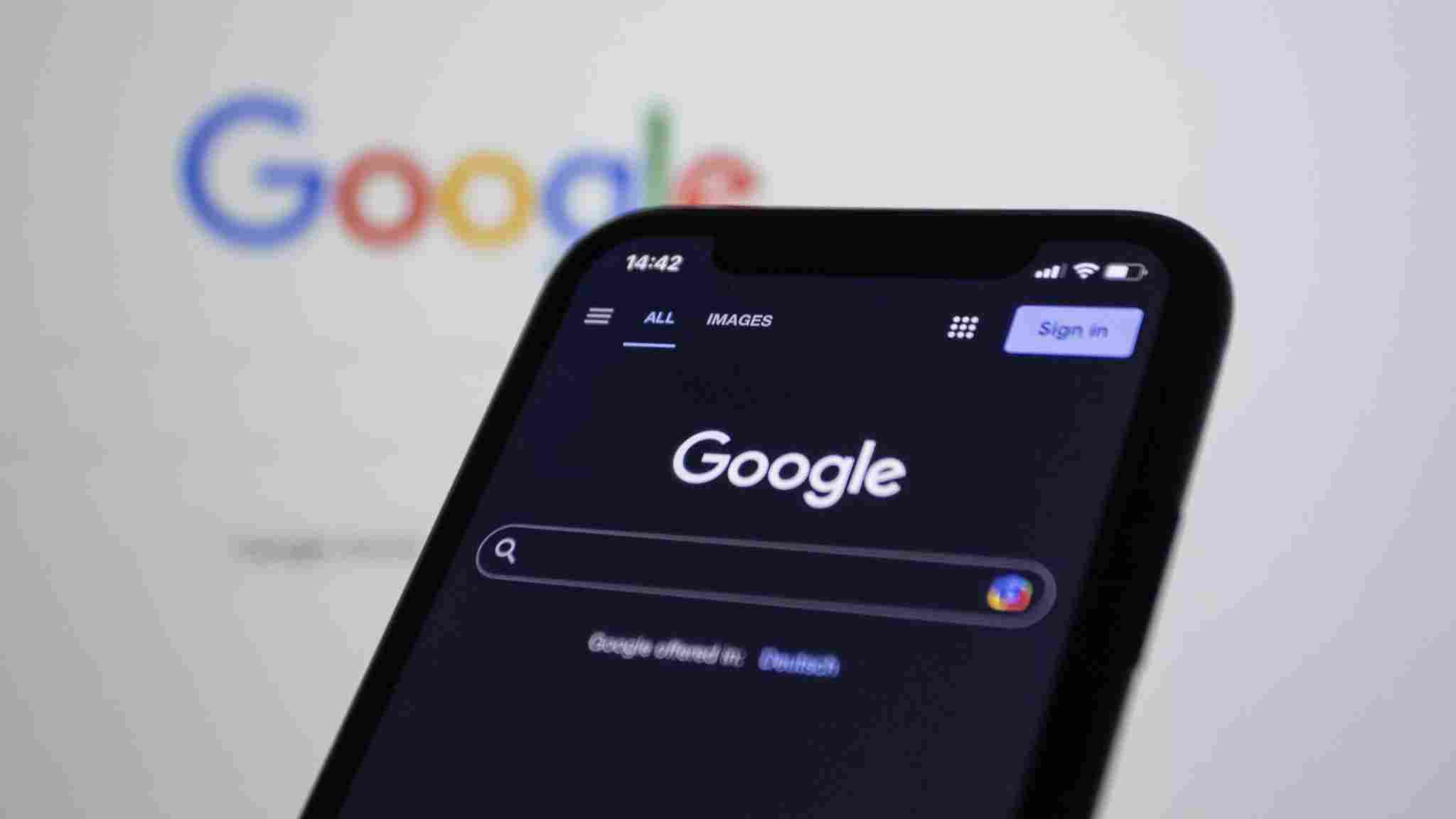 Smartphone showing Google search screen highlighting local SEO importance