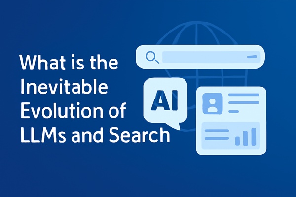 A digital illustration representing the evolution of search engines with the integration of large language models (LLMs).