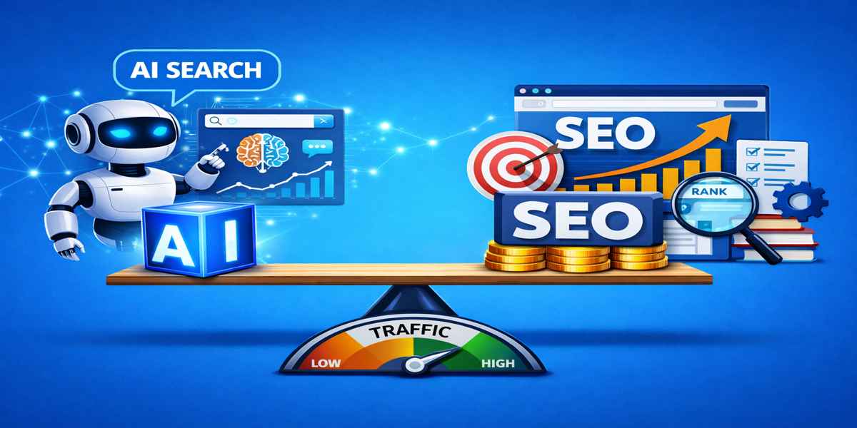 AI search is evolving fast, but SEO fundamentals like content quality, intent, and technical SEO still drive the majority of organic traffic.