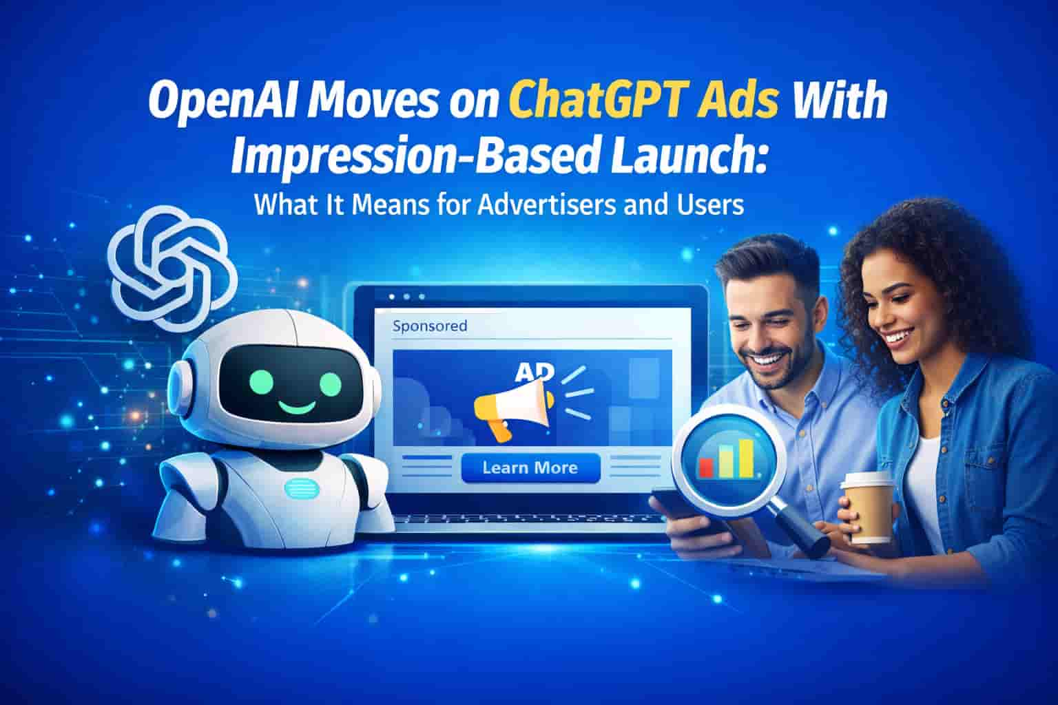 OpenAI moves on ChatGPT ads with impression-based launch showing AI advertising concept