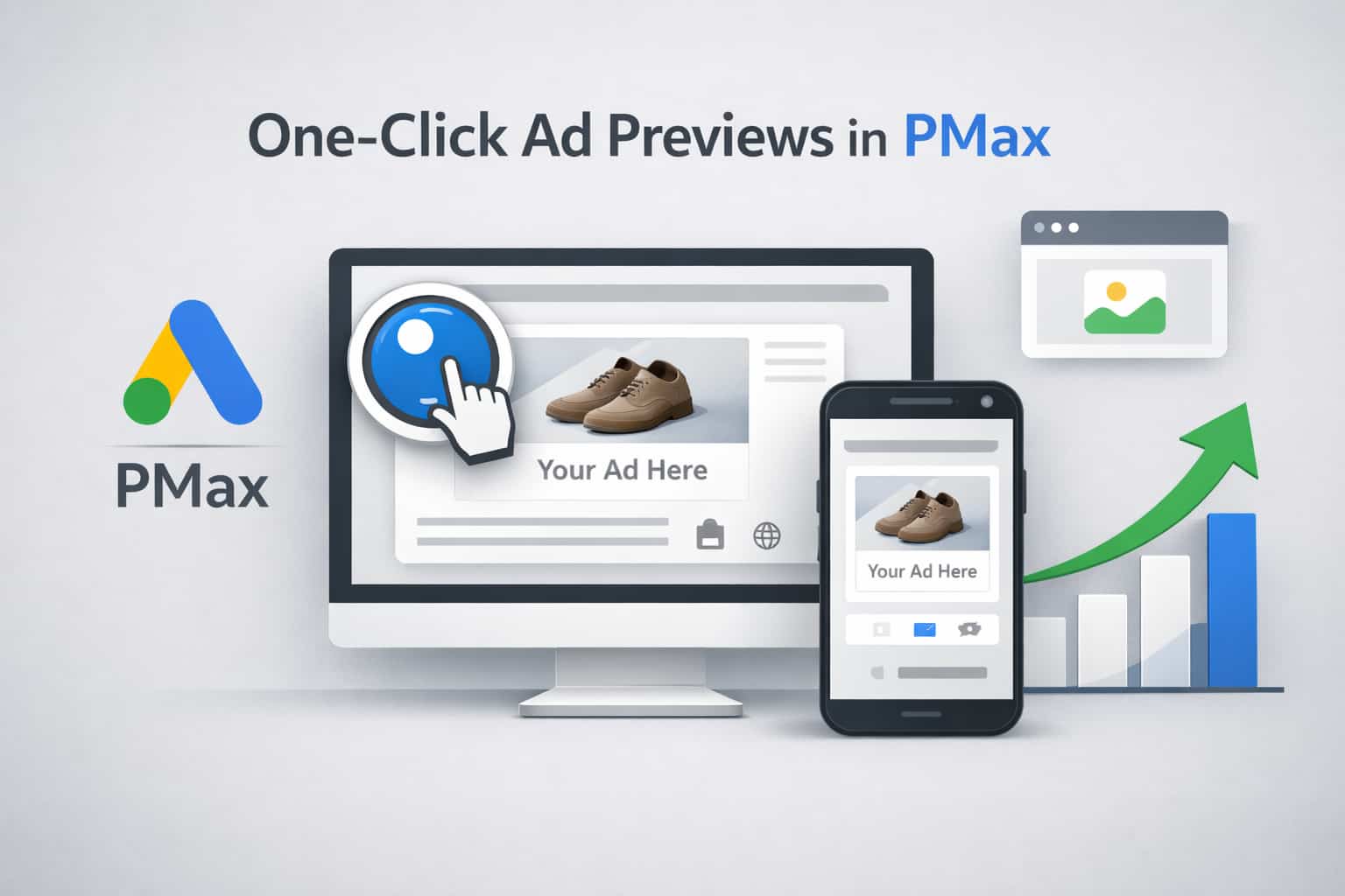 Google Ads PMax one-click ad previews for seamless ad optimization.