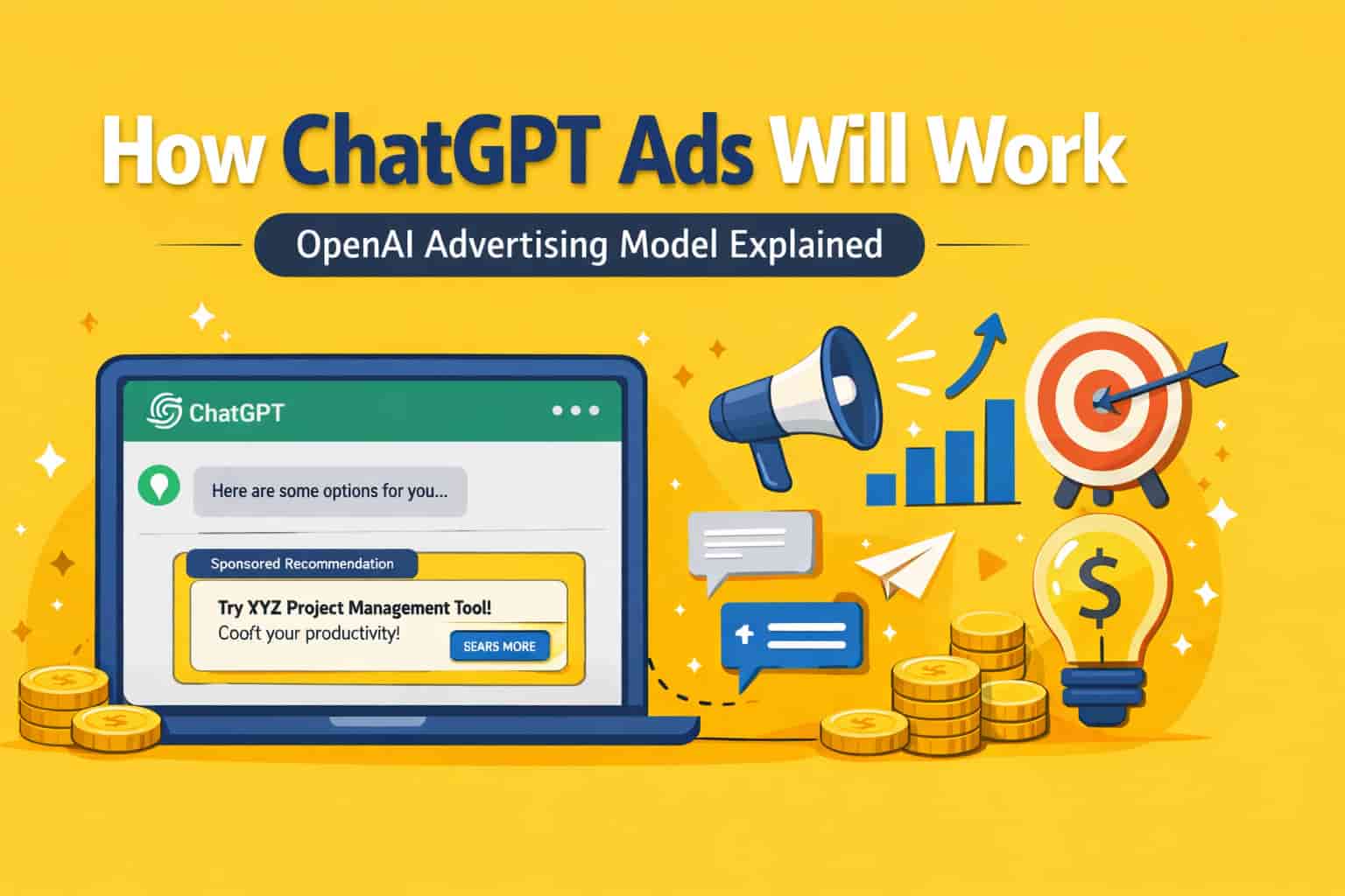 OpenAI ChatGPT interface showing sponsored responses and AI advertising model integration