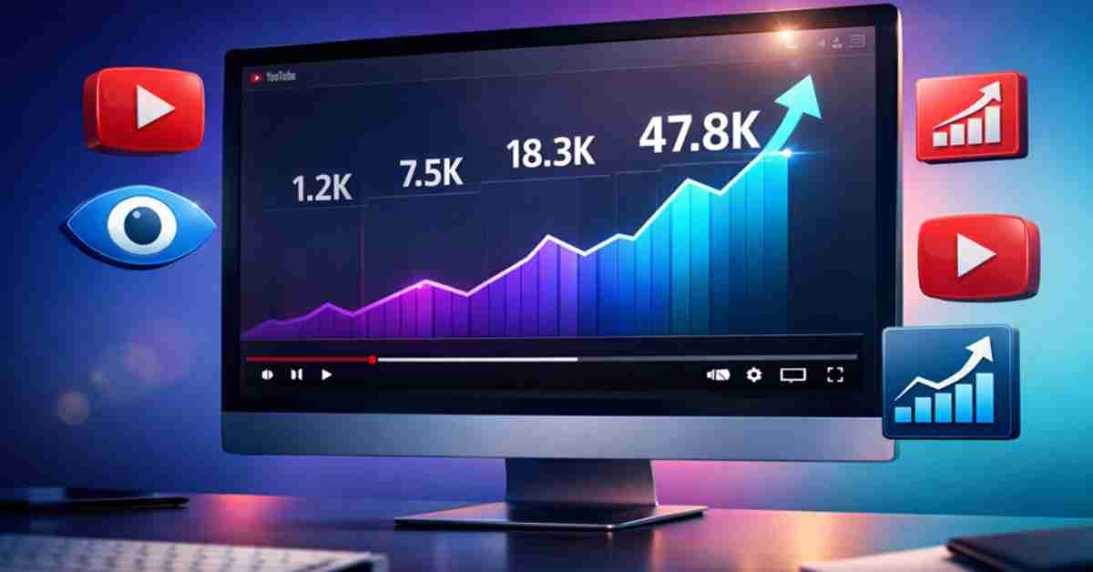 Infographic showing 6 best sites to buy YouTube views in 2026 with retention rates.