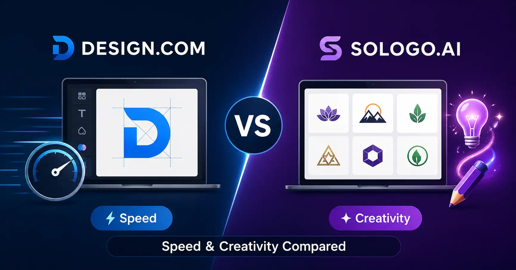 Professional logo design templates for business branding generated by Design.com AI tools.