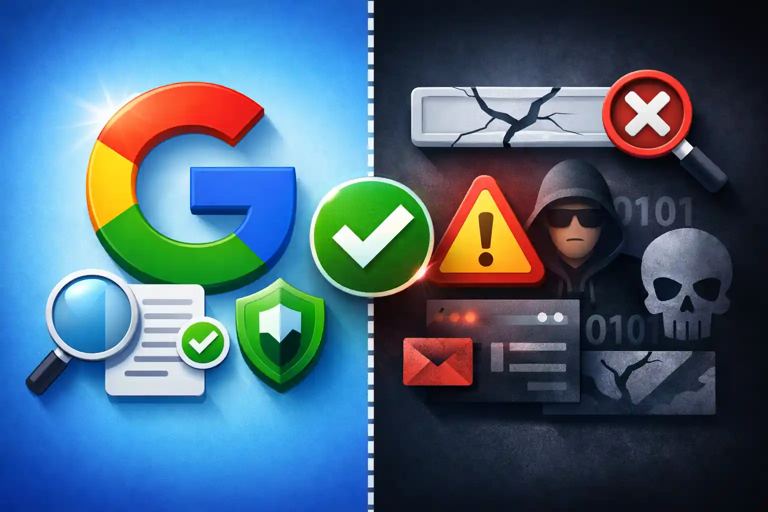 A conceptual diagram showing the Google Search Console removal tool hiding a search result while the original source website remains live.