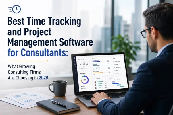 Time tracking and project management software dashboard for consulting firms in 2026