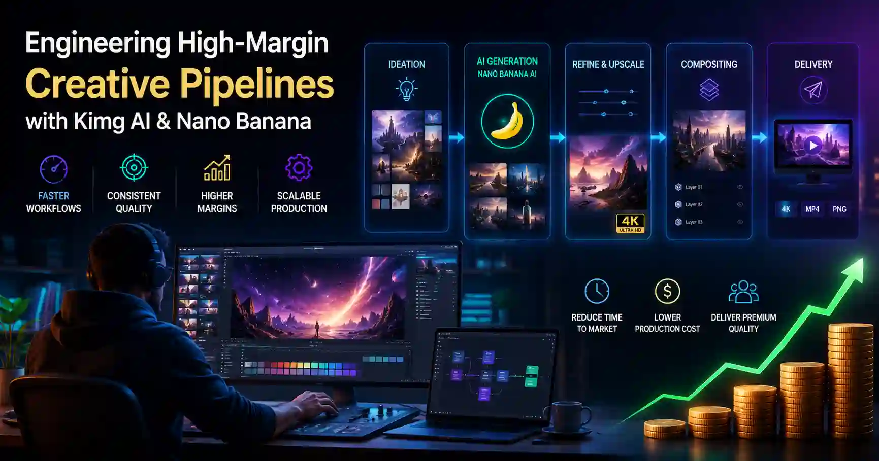 Kimg AI and Nano Banana AI creative workflow for scalable media production and content creation