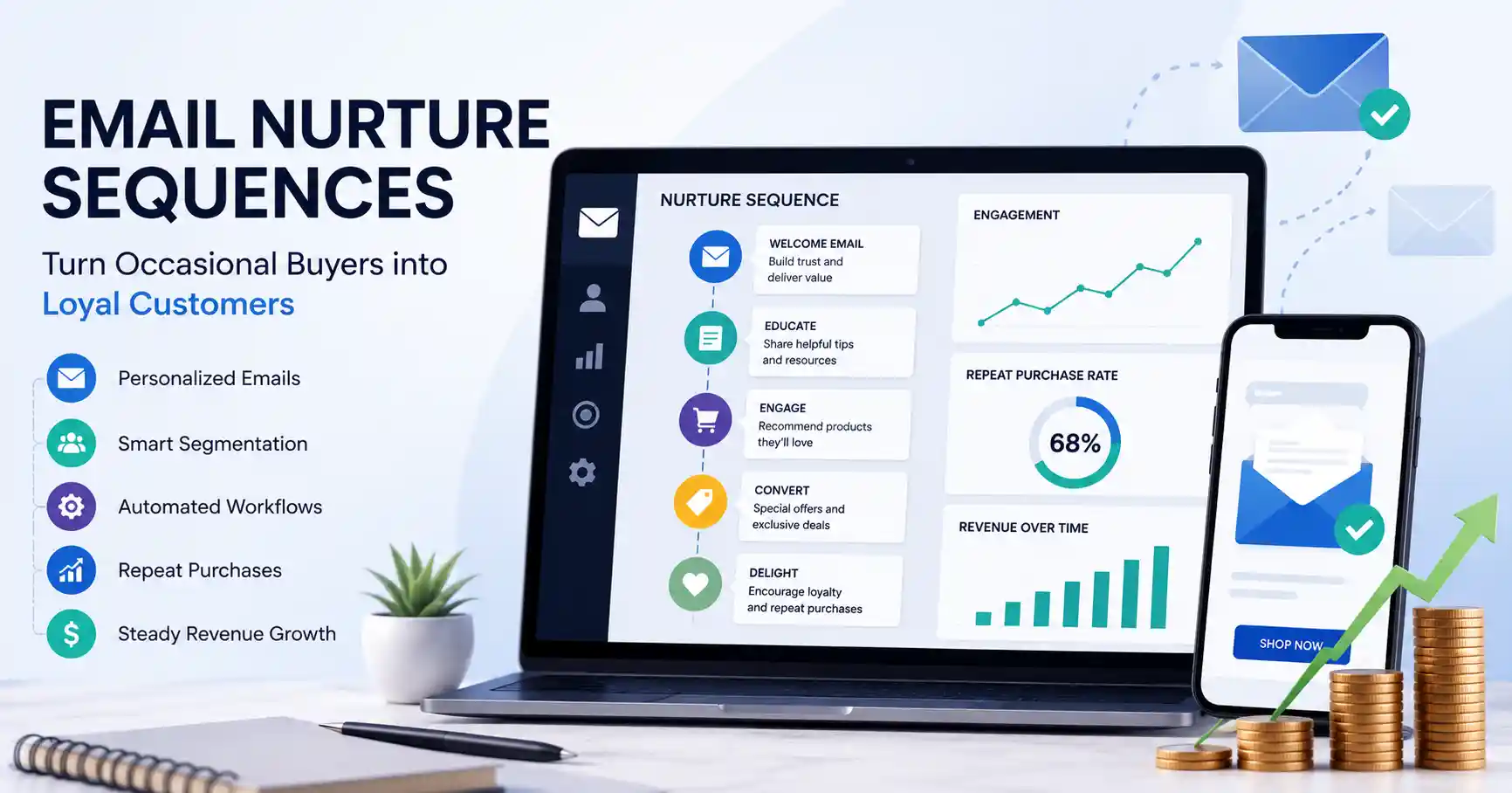 Email nurture sequence strategy for improving customer retention and recurring revenue