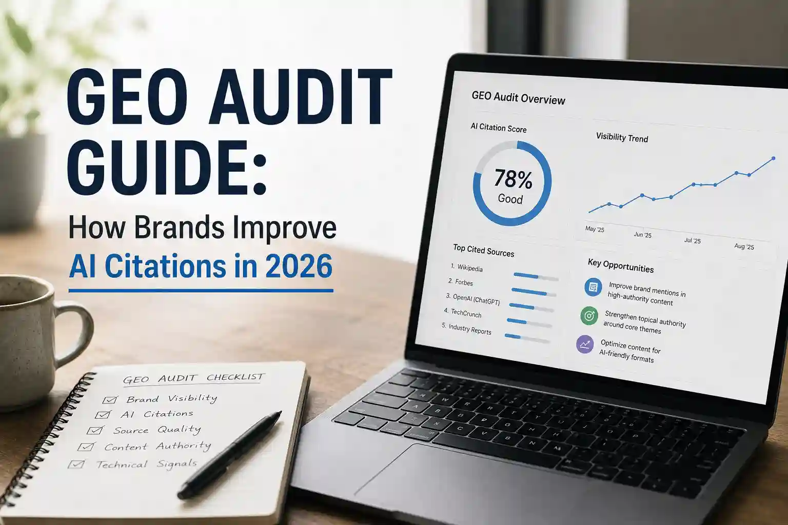 GEO audit process for improving AI citations, search visibility, entity clarity, and content retrieval in 2026