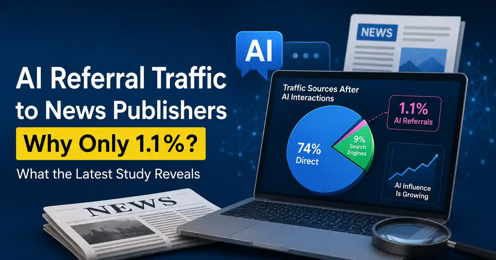 AI referral traffic to news publishers and AI search impact