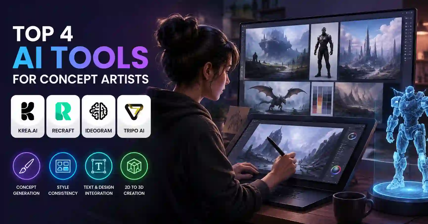 Best AI tools for concept artists for AI image generation, editing, and 3D design