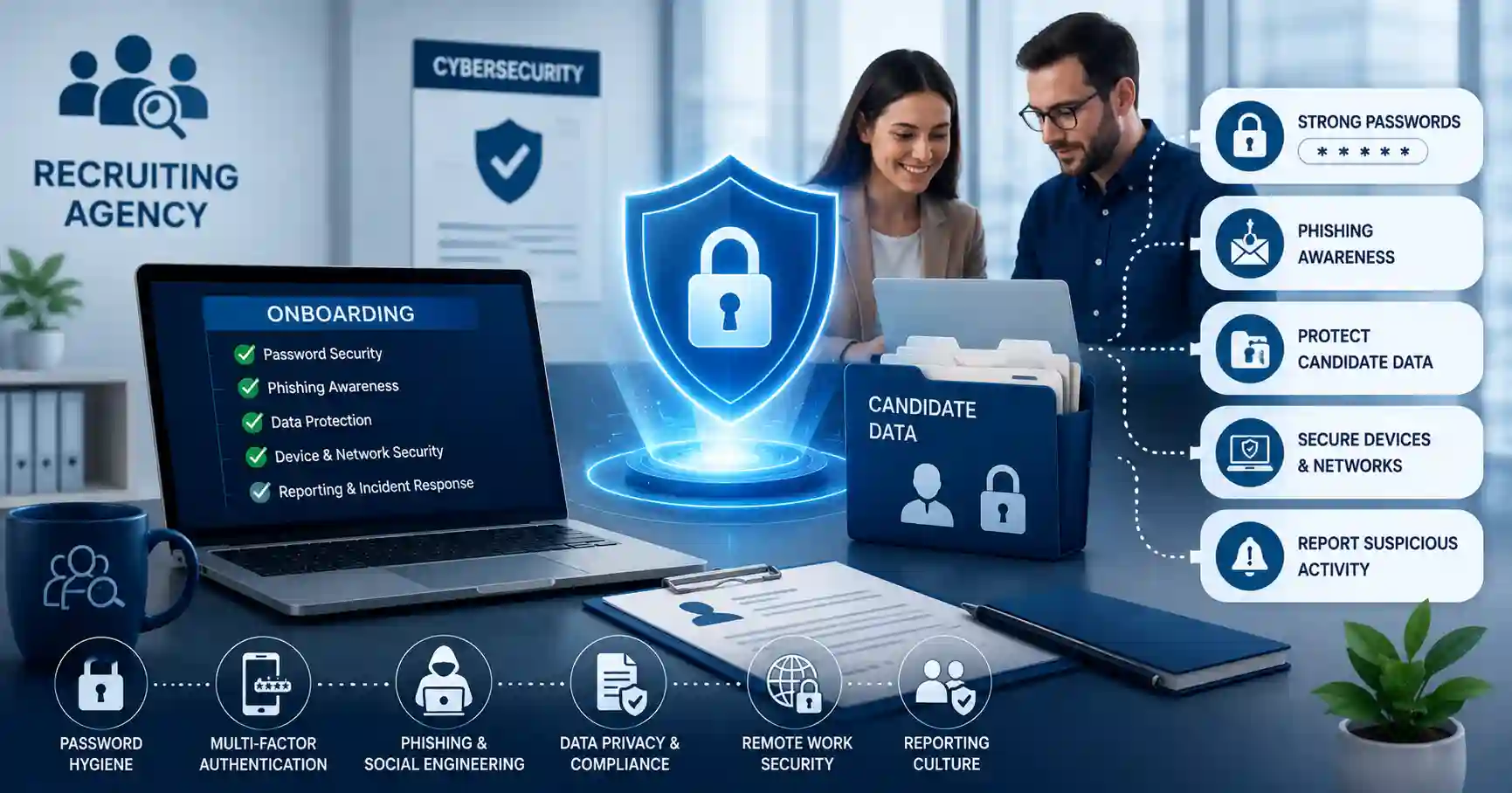 Cybersecurity onboarding practices for recruiting agencies protecting candidate data