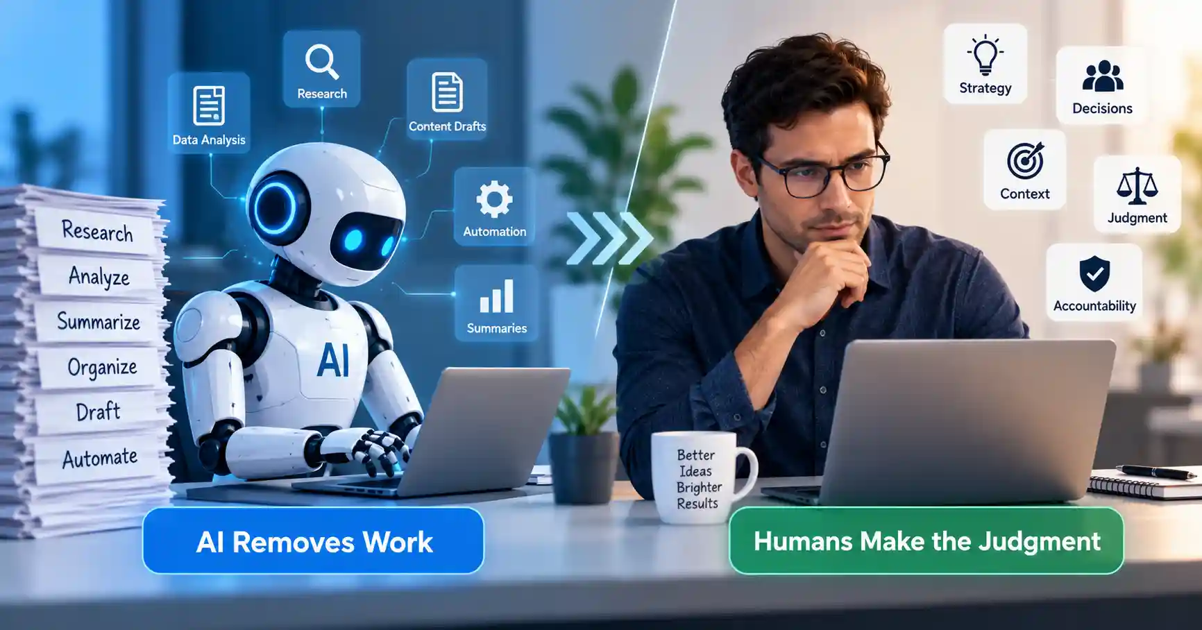 AI productivity with human judgment and oversight
