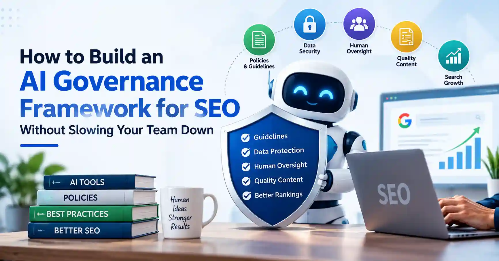 AI governance framework for SEO with human oversight and search optimization
