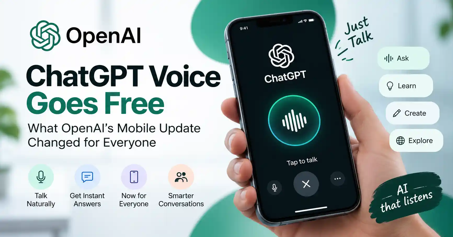 ChatGPT Voice free mobile app voice conversation