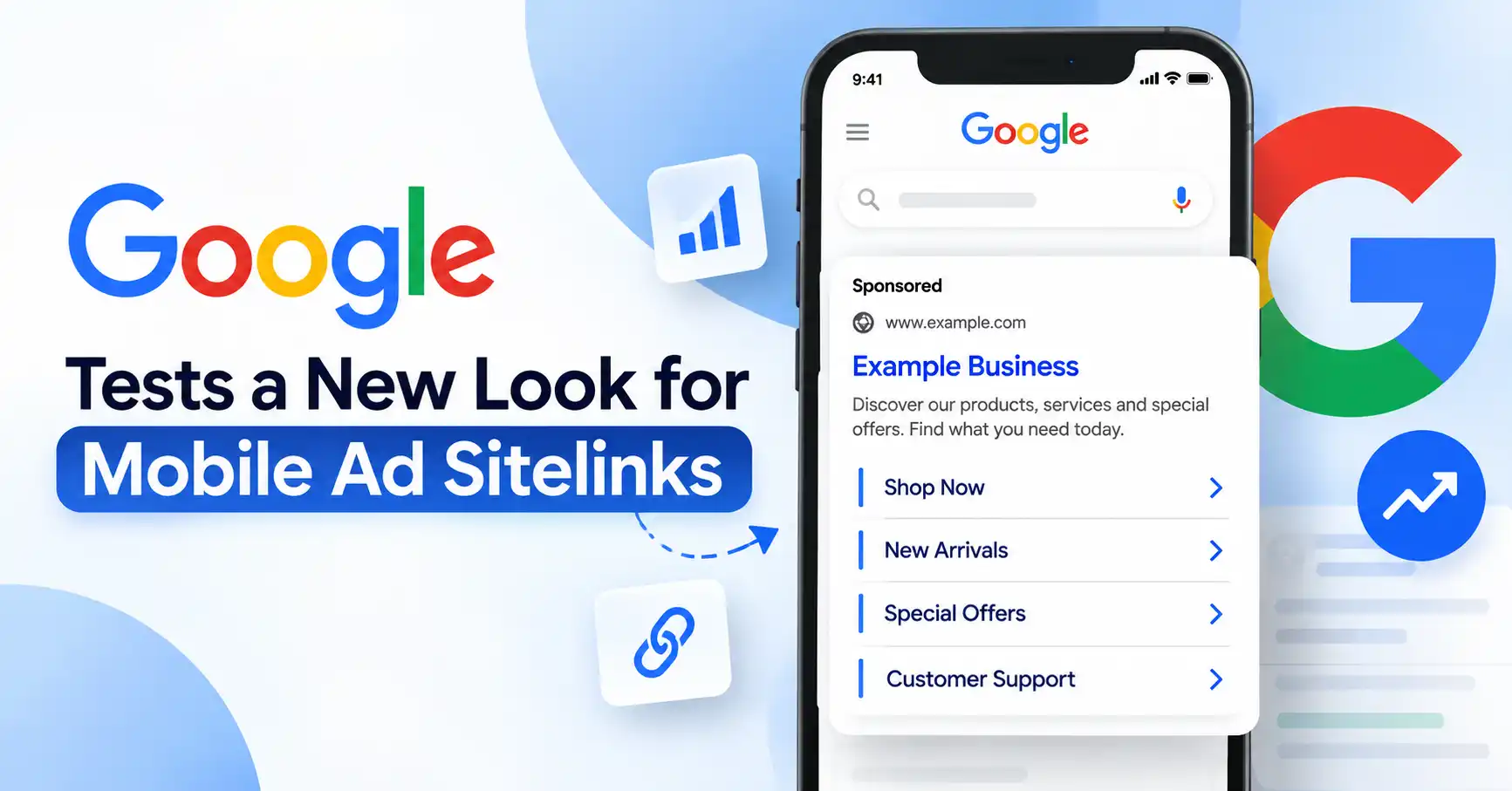 Google mobile ad sitelinks test