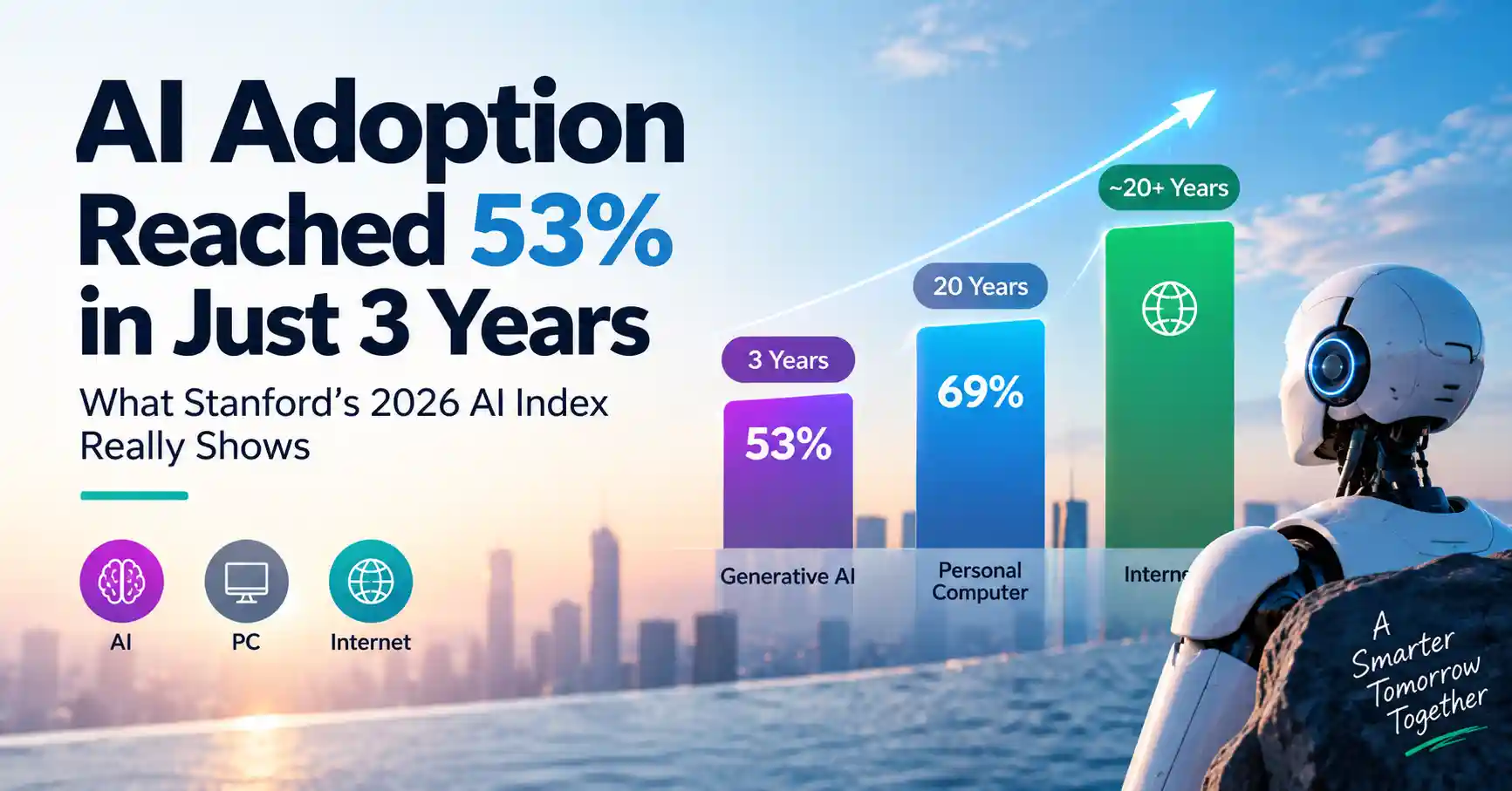 AI adoption reached 53 percent in three years according to Stanford AI Index 2026