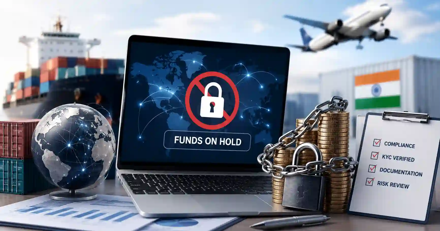 Indian exporter managing account holds, frozen funds, cross-border payments, and payment compliance risks
