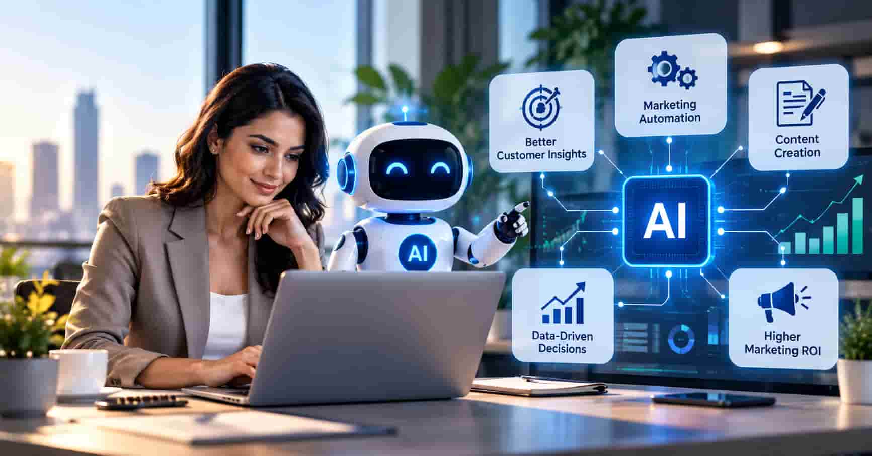 AI in digital marketing helping businesses improve marketing efficiency and customer insights