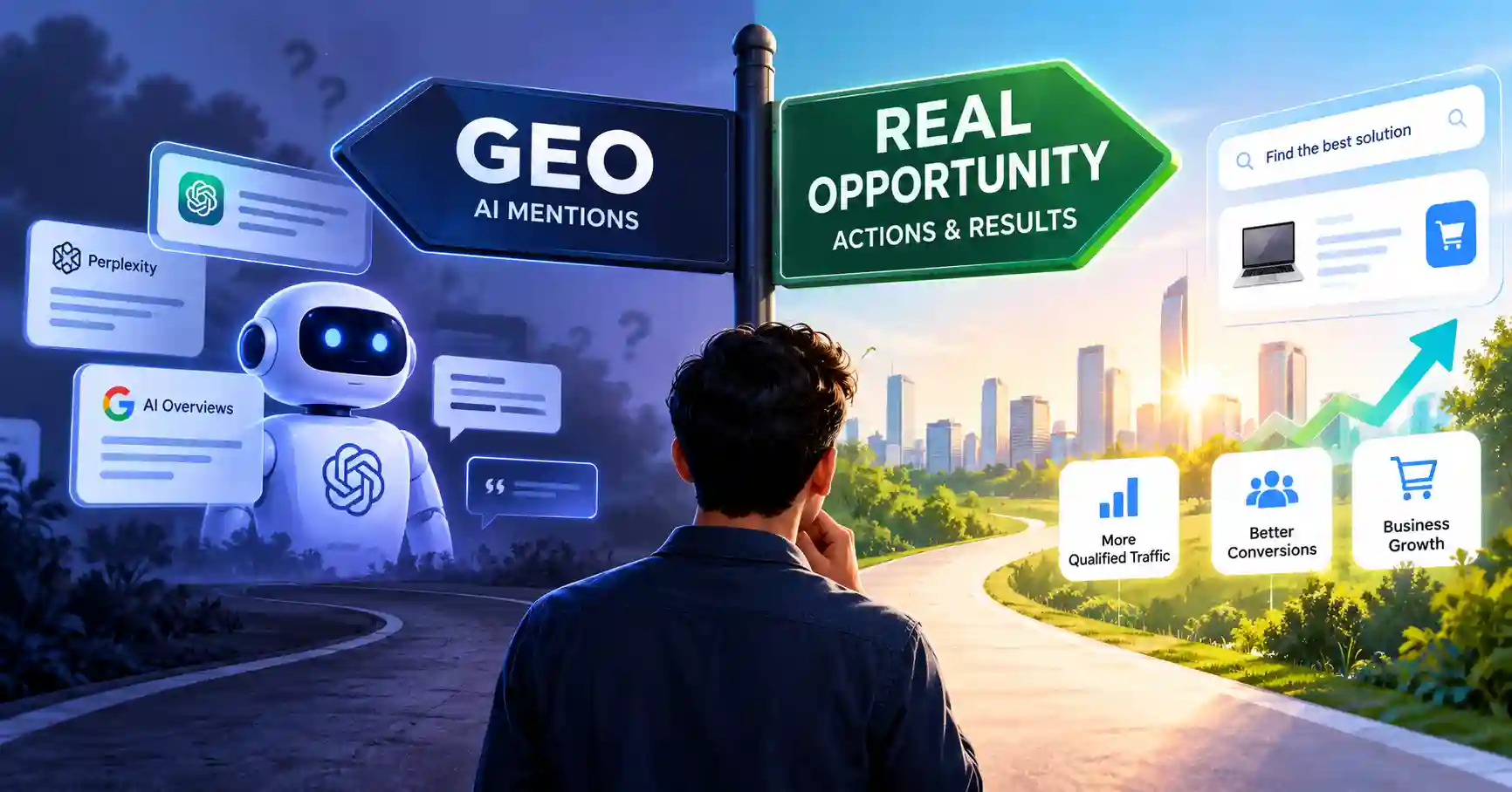AI search optimization, GEO vs SEO, and business conversion opportunities