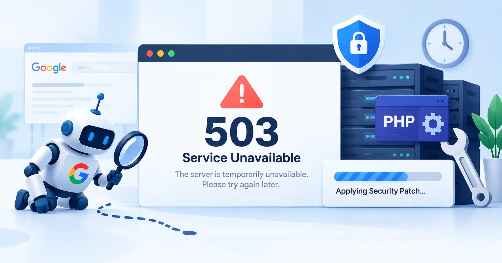 HTTP 503 status code during PHP downtime for website maintenance and SEO
